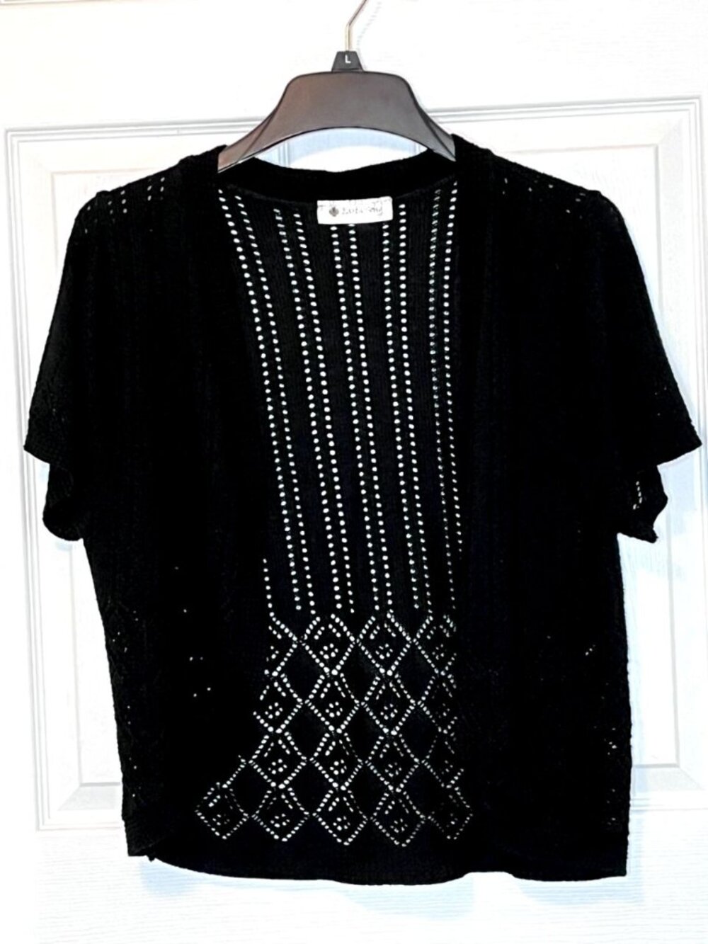 Open Knit Cardigan Shrug size M Fairy Grunge Whimsigoth Black made in USA